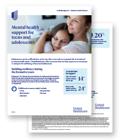 Mental hralth support for teens and adolescents flier